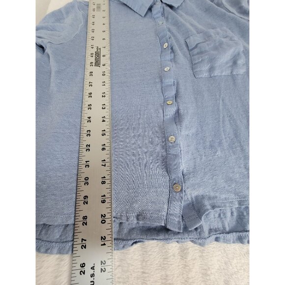 Sigrid Olsen Womens Large Blue Button-Up Collared Shirt with Pocket Lightweight - Picture 7 of 7